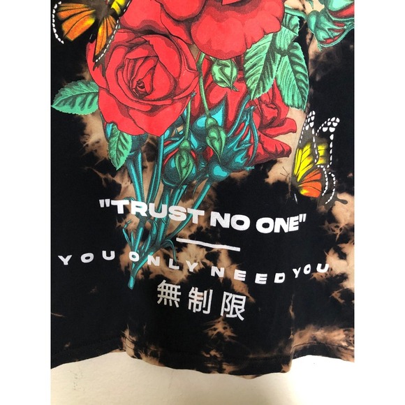 Popular Poison Shirt Small Karma Graphic T-shirt Roses Butterflies Tie Dye - Picture 5 of 9